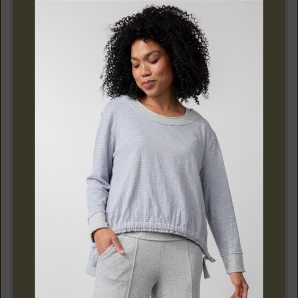 OLIVIA BY HABITAT Boxy Striped Drawstring Top Large